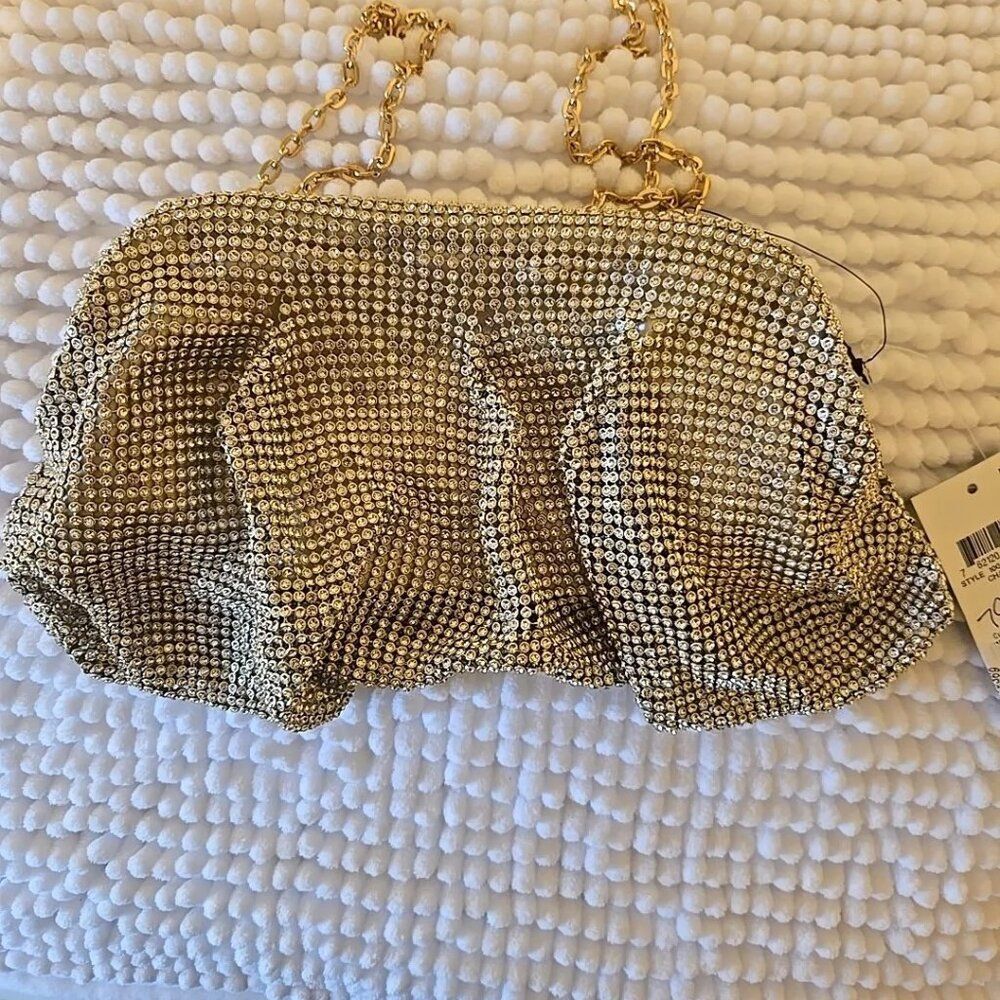 New INC INTERNATIONAL CONCEPTS Women's Gold Pleated Party Clutch Shoulder Bag